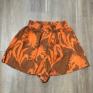 VRG GRL Sun Fade Printed Cotton-Linen Shorts